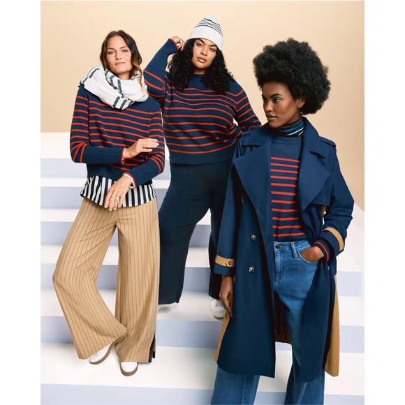 🔖 LA LIGNE x Target Women's Side Stripe Trench Coat Navy Tan - Picture 9 of 11